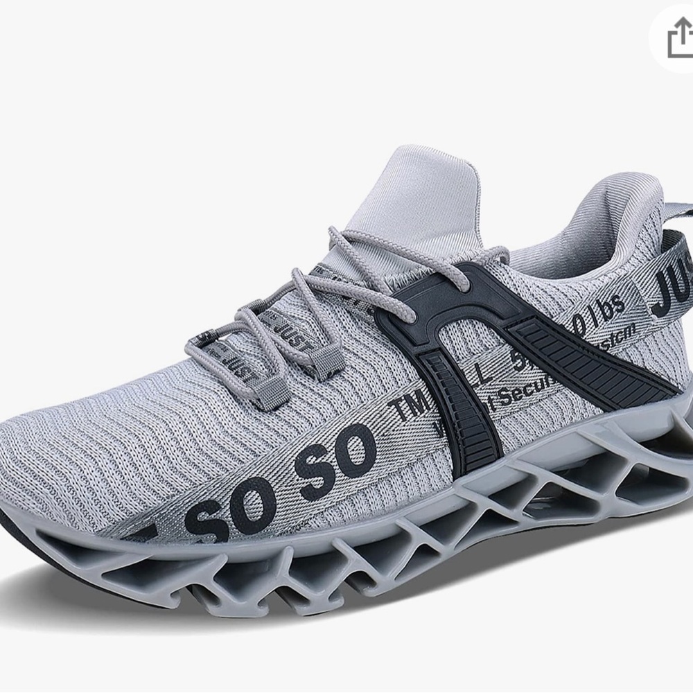 Brand New With Box - Men’s JUST SO SO Grey and Black Sneakers. Size 9.